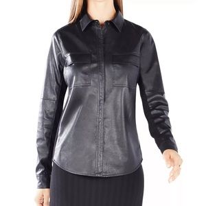 BCBGMAXAZRIA Torey Faux Leather Shirt